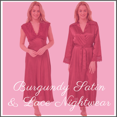 Burgundy Red Satin Nightwear Collection