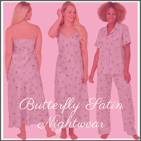 Grey Butterfly Satin Nightwear Collection