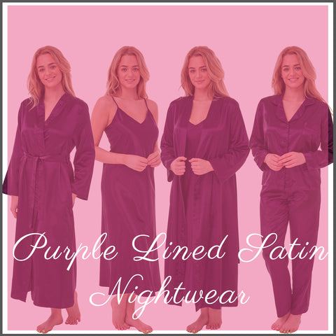 Purple Lined Satin Nightwear Collection