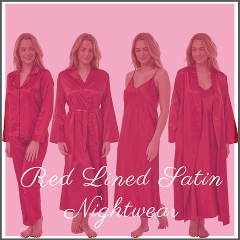 Red Lined Satin Nightwear Collection