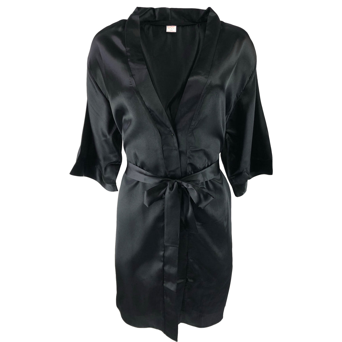 Plain Black Sexy Silky Shiny Satin Bathrobe Wrap Kimono Dressing Gown Robe Plain Black Sexy Silky Shiny Satin Bathrobe Wrap Kimono Dressing Gown Robe