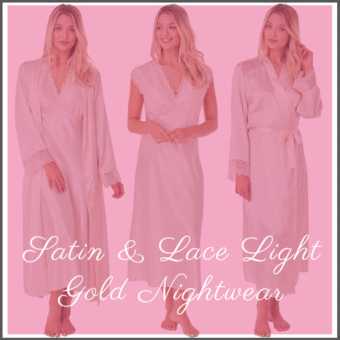 Ivory Gold Satin Nightwear Collection