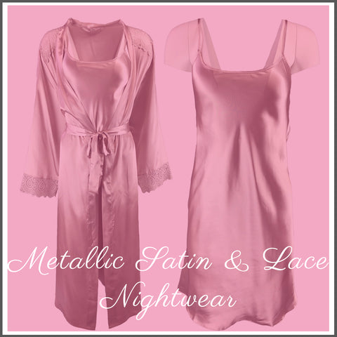 Light Gold Satin & Lace Nightwear Collection