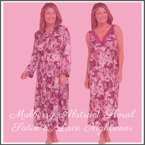 Purple Abstract Floral Satin Nightwear Collection