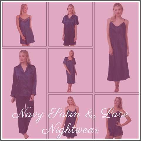Navy Satin Nightwear Collection