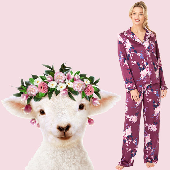 Satin Pyjamas PJs in UK Plus Size 8 to 34