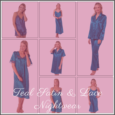 Teal Satin Nightwear Collection