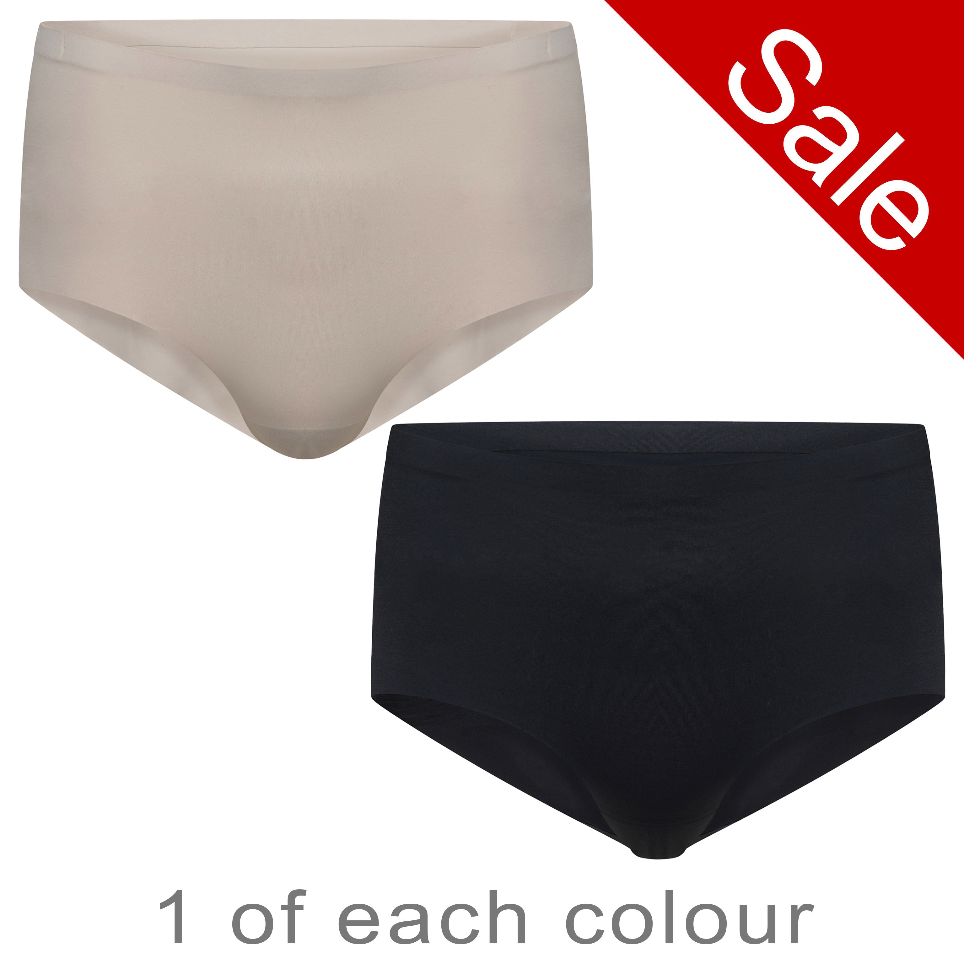 Sale 2 Pack Seamless Black and Nude Brief Knickers NO VPL Seamfree – Just  For You Boutique®