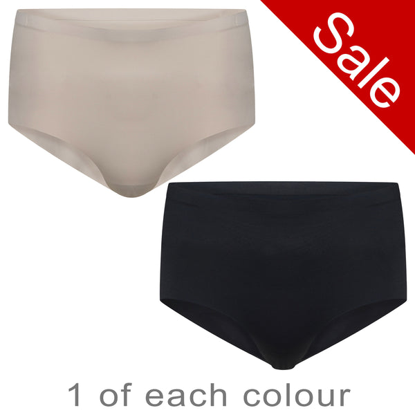 Sale 2 Pack Seamless Black and Nude Brief Knickers NO VPL Seamfree