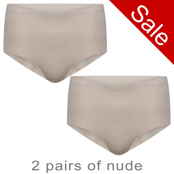 Sale 2 Pack Seamless Nude Brief Knickers NO VPL Seamfree