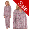 Sale Sexy Satin Pink Pyjamas PJs Set Abstract Floral Spot Pattern