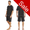 Sale Mens Grey PJs Cotton Pyjamas Set Short Sleeve T Shirt & Shorts Side Stripe