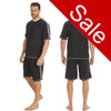 Sale Mens Grey PJs Pyjamas Set Short Sleeve T Shirt & Shorts Side Stripe