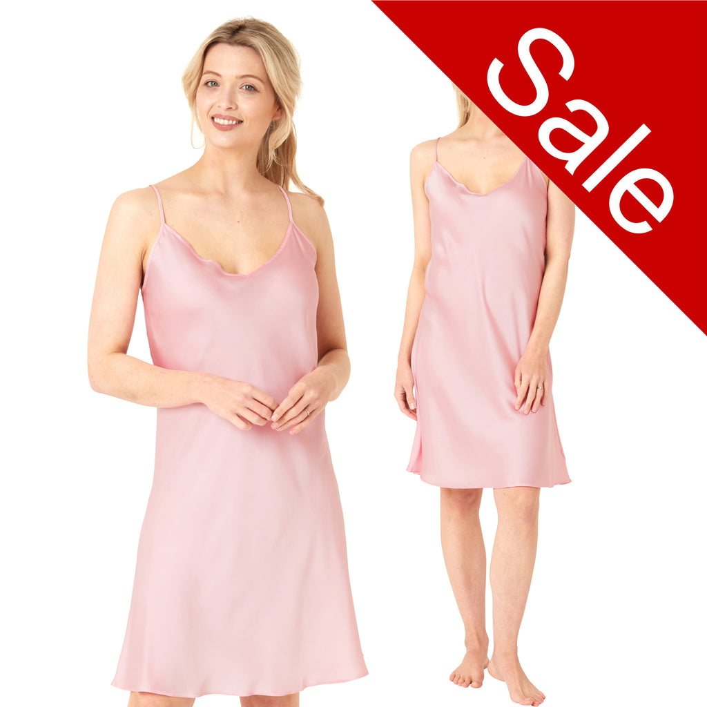 Sale Pastel Rose Pink Sexy Mat Satin Chemise Full Slip Nightie PLUS SIZE