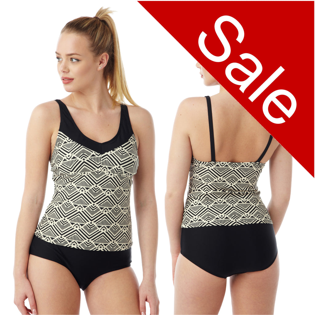 Sale Black Tankini Set Swimwear Full Brief PLUS SIZE