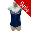 Sale Navy Blue Sexy Satin & Lace Cami Vest Top with Adjustable Straps