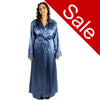 Sale Long Full Length Blue Sexy Satin Lace Wrap Bathrobe