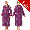 Sale Long Full Length Fuchsia Pink Floral Sexy Satin Lace Wrap Bathrobe