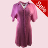 Sale Plain Bright Pink Sexy Satin Nightshirt Short Sleeve Negligee Lingerie