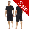 Sale Mens Plain Black PJs Pyjamas Set Short Sleeve T Shirt & Shorts