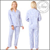 Purple Blue Leopard Print Flannelette Wincey PJs Pyjama Set 100% Cotton