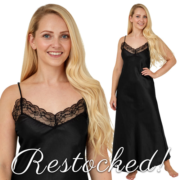 Anne Summers Purple Satin Lace Chemise Nightdress Slip – Women's UK Sizes 8-24 – Adjustable Straps