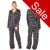 Sale Black Sexy Satin Dragonfly Print Pyjamas PJs Jammies Pajamas Set PLUS SIZE