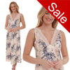 Sale Gold Blue Floral Wide Strap Full Length Long Sexy Satin Nightdress PLUS SIZE