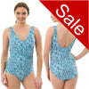 Sale Turquiose Print Swimming Costume Bathing Swimsuit Low Leg