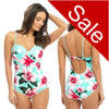 Sale Turquoise Hibiscus Swimming Costume Bathing Swimsuit detachable Strap