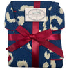 ladies blue large spot brushed cotton winter pyjamas pjs set with a shirt style which has a button front, collar and long sleeves and full length trousers in UK sizes 10, 12, 14, 16, 18, 20