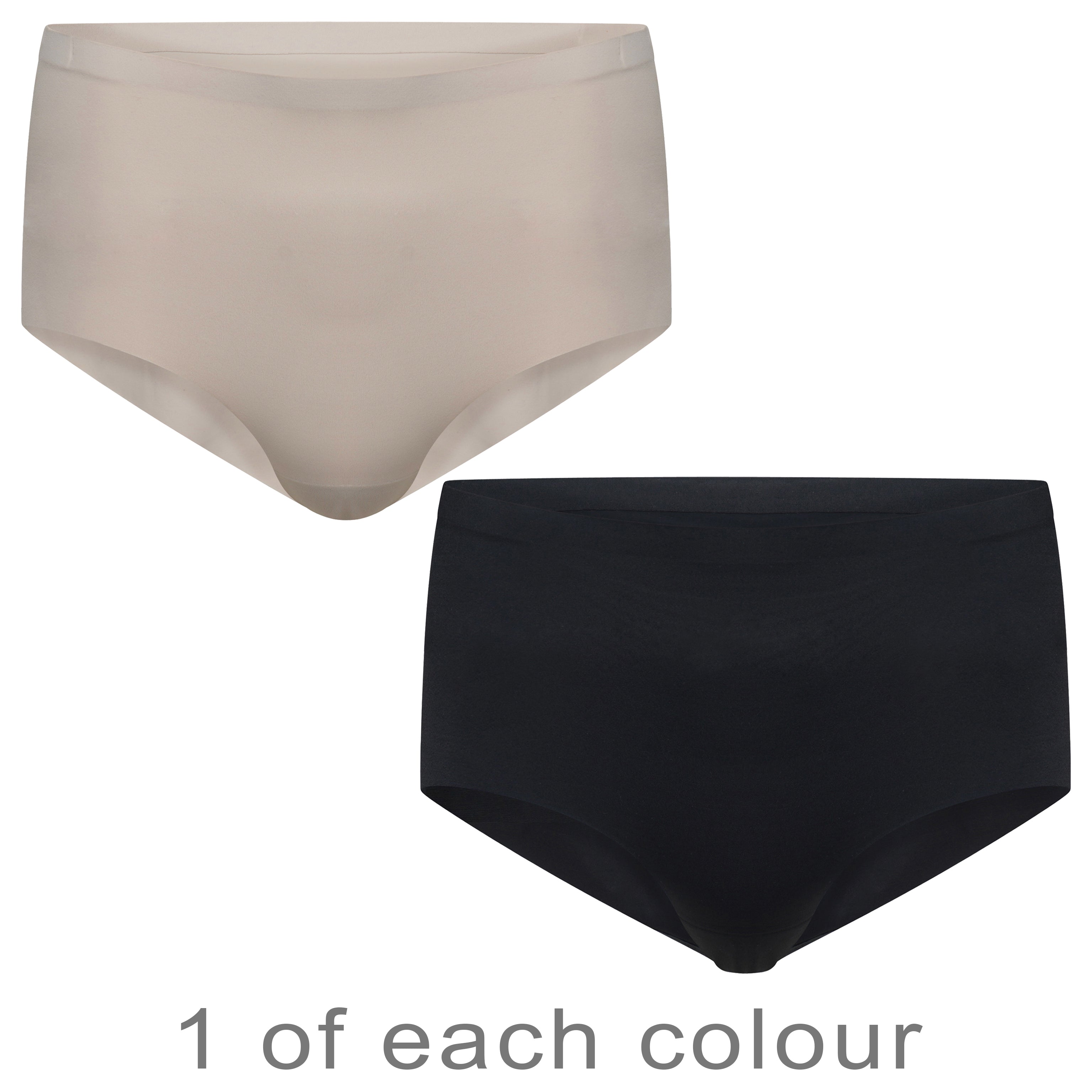 2 Pack Seamless Black and Nude Brief Knickers NO VPL Seamfree
