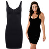 shapewear control dress with breast control and waist chinching in black in UK size 8, 10, 12, 14, 16, 18, 20