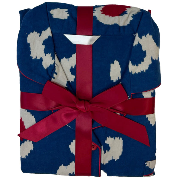 Blue Print Flannelette Wincey PJs Pyjama Set 100% Cotton