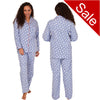 Buy ladies baby blue penguin print 100% brushed cotton pyjama set winceyette flannelette in UK sizes 8-10. Same day dispatch, fast UK delivery!