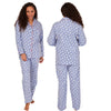 Buy ladies baby blue penguin print 100% brushed cotton pyjama set winceyette flannelette in UK sizes 8-10. Same day dispatch, fast UK delivery!