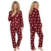 Buy ladies burgundy red highland cow 100% brushed cotton winceyette flannelette pyjama pjs set in UK sizes 12-14, 16-18, 20-22. Same day dispatch, fast UK delivery!