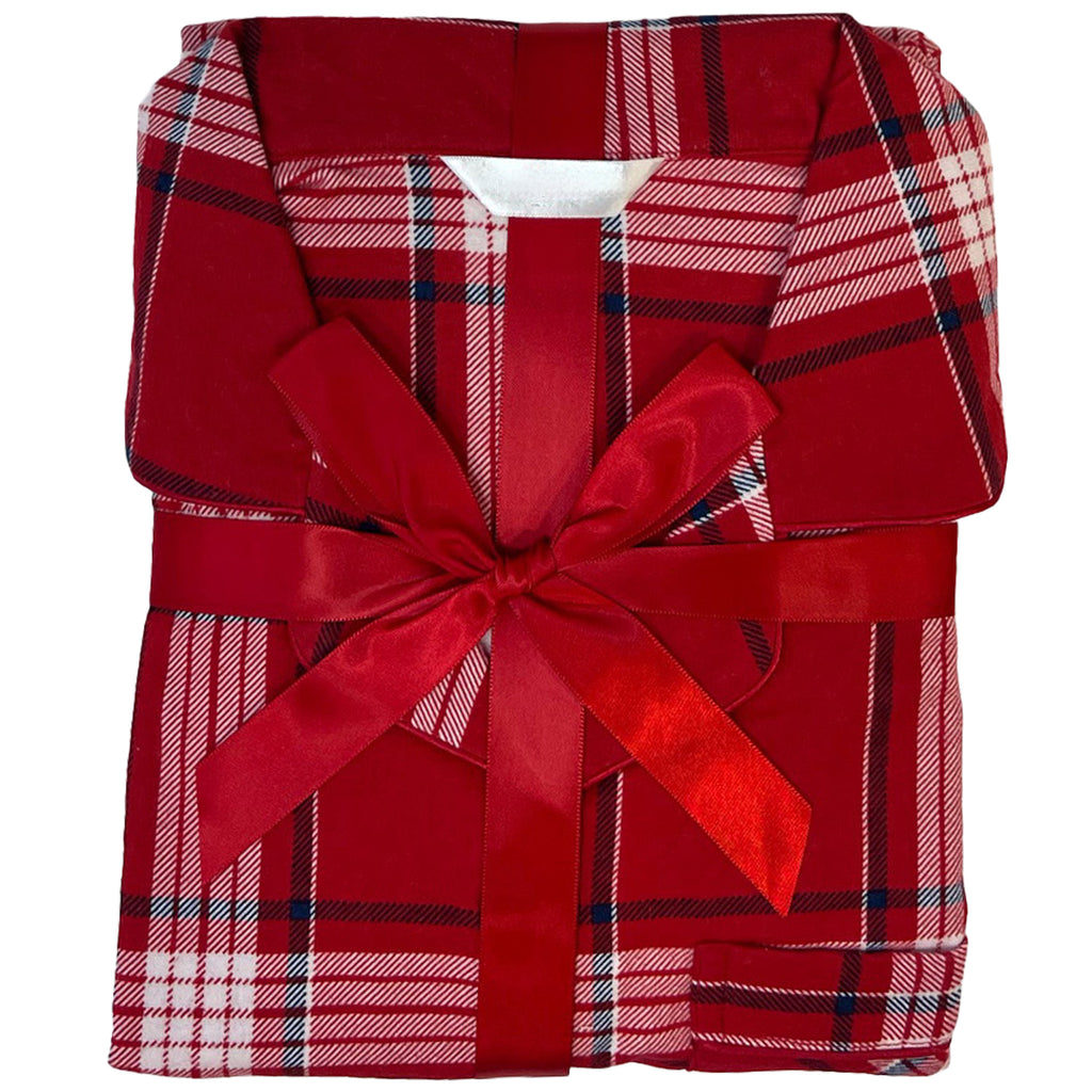 Red Check Plaid Tartan Flannelette Wincey PJs Pyjama Set 100% Cotton PLUS SIZE