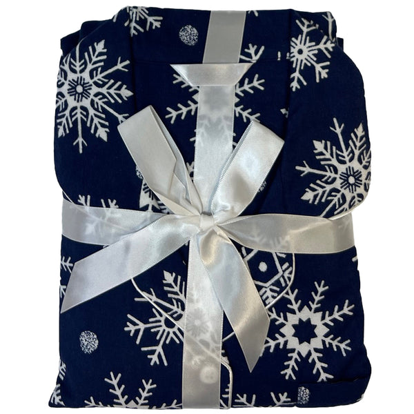 Navy Snowflake Print Flannelette Wincey PJs Pyjama Set 100% Cotton PLUS SIZE