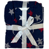 Navy Red Star Pattern Flannelette Wincey PJs Pyjama Set 100% Cotton