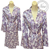 Long Full Length Floral Lilac Purple Sexy Satin Lace Wrap Bathrobe PLUS SIZE