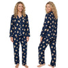 Buy ladies navy blue highland cow 100% brushed cotton winceyette flannelette pyjama pjs set in UK sizes 12-14, 16-18, 20-22. Same day dispatch, fast UK delivery!