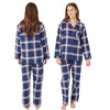 Buy ladies navy blue check tartan plaid 100% brushed cotton winceyette flannelette pyjama pjs set in UK sizes 12-14, 16-18, 20-22. Same day dispatch, fast UK delivery!