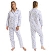 Buy ladies pastel blue ditsey floral print 100% brushed cotton winceyette flannelette pyjama pjs set in UK size 20-22. Same day dispatch, fast UK delivery!