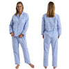 Buy ladies pastel blue honeysuckel floral print 100% brushed cotton winceyette flannelette pyjama pjs set in UK sizes 12-14, 16-18, 20-22, 24-26. Same day dispatch, fast UK delivery!