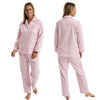 Buy ladies pastel pink honeysuckel floral print 100% brushed cotton winceyette flannelette pyjama pjs set in UK sizes 12-14, 16-18, 20-22, 24-26. Same day dispatch, fast UK delivery!