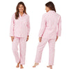 Buy ladies pastel pink leaf print 100% brushed cotton winceyette flannelette pyjama pjs set in UK sizes 12-14, 16-18, 20-22. Same day dispatch, fast UK delivery!