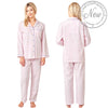 Buy ladies baby pink leopard print 100% brushed cotton pyjama set winceyette flannelette in UK sizes 12-14, 16-18, 20-22. Same day dispatch, fast UK delivery!