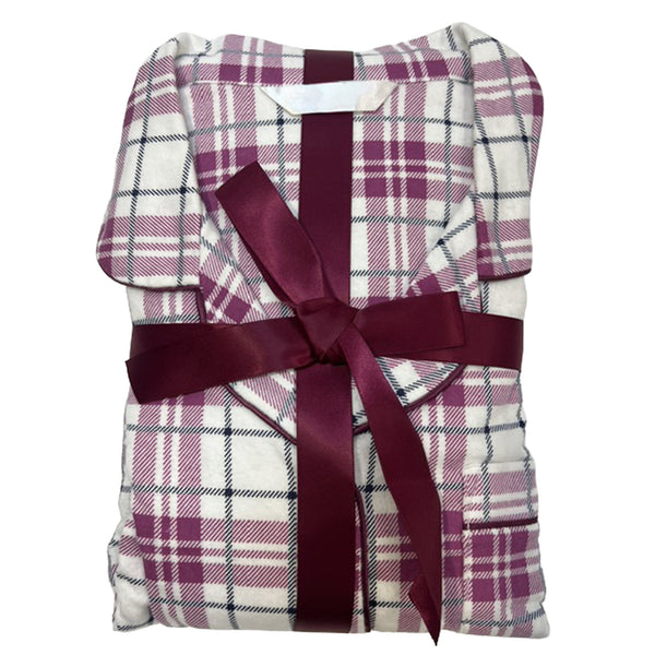 Buy ladies pink, red check tartan plaid 100% brushed cotton winceyette flannelette pyjama pjs set in UK sizes 12-14, 16-18, 20-22. Same day dispatch, fast UK delivery!