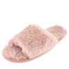 Sale Ladies Pink Fluffy Open Toe Slippers Mule